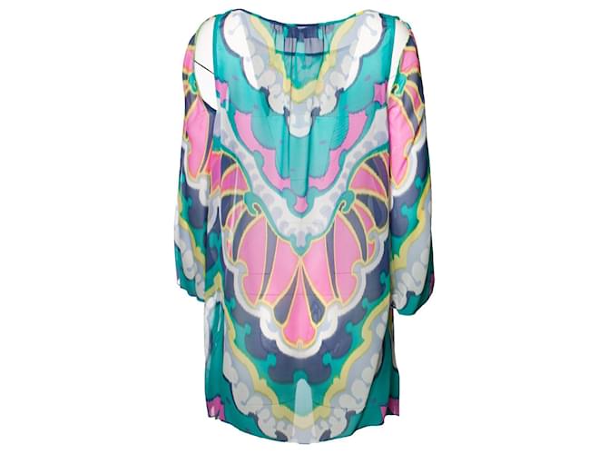 Tibi, camicetta trasparente multicolore - vista 3
