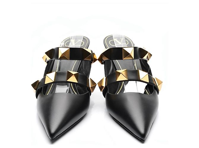Mule Valentino Garavani Roman Studs in pelle nera 40 Nero - vista 2