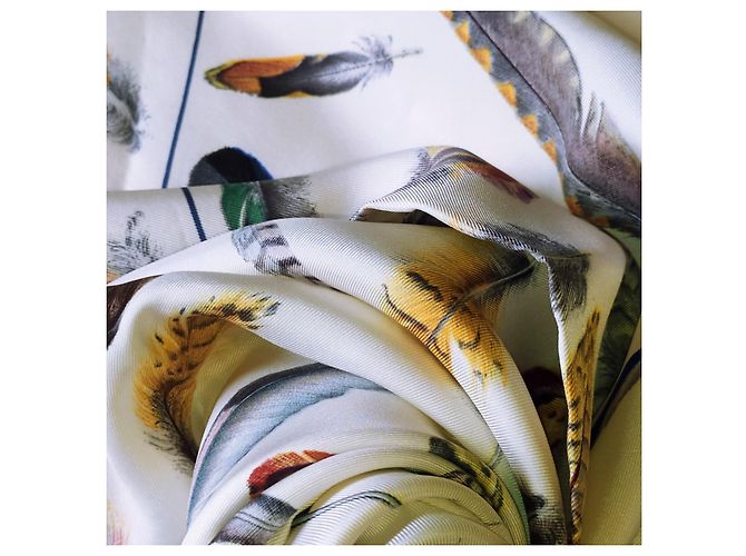 Hermès Las plumas Blanco roto - vista 4