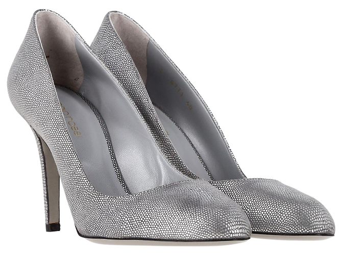 Décolleté Sergio Rossi con punta tonda in pelle argento Metallico - vista 4