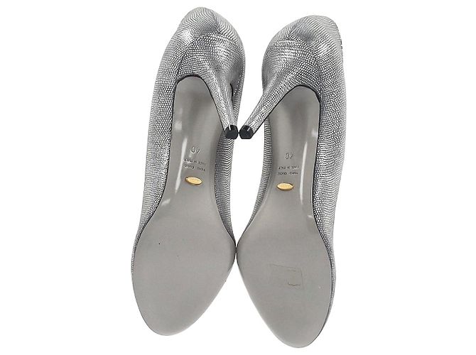 Décolleté Sergio Rossi con punta tonda in pelle argento Metallico - vista 6