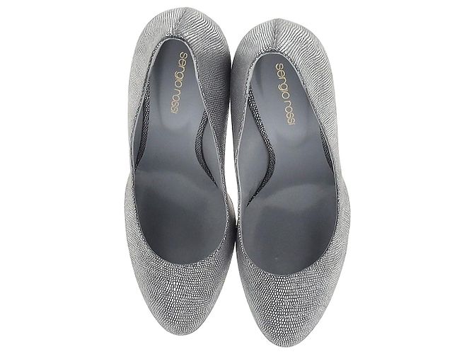 Décolleté Sergio Rossi con punta tonda in pelle argento Metallico - vista 7