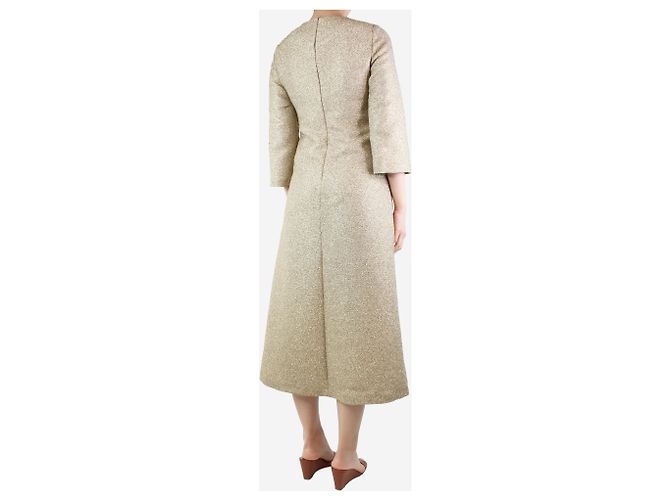 Bella Freud Goldenes Lurex-Midikleid – Größe UK 8 - Ansicht 2