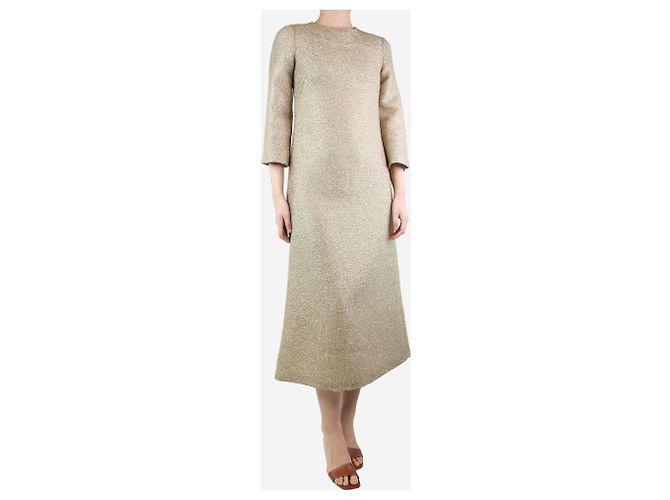 Bella Freud Goldenes Lurex-Midikleid – Größe UK 8 - Ansicht 3