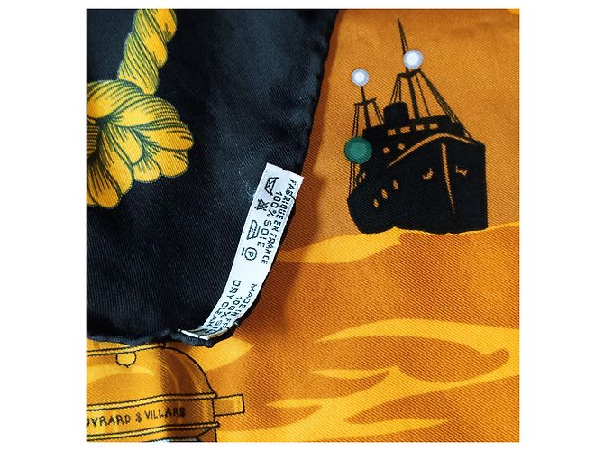 Hermès, Fazzoletto "Fuochi stradali avvistati di notte in mare" Senape - vista 10