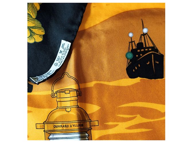 Hermès, Fazzoletto "Fuochi stradali avvistati di notte in mare" Senape - vista 11