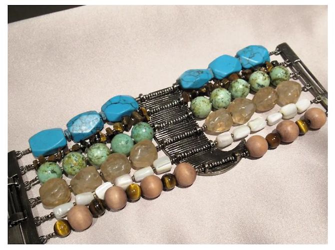 Autre Marque Bracciale con pietre minerali Dyrberg/Kern Blu - vista 5