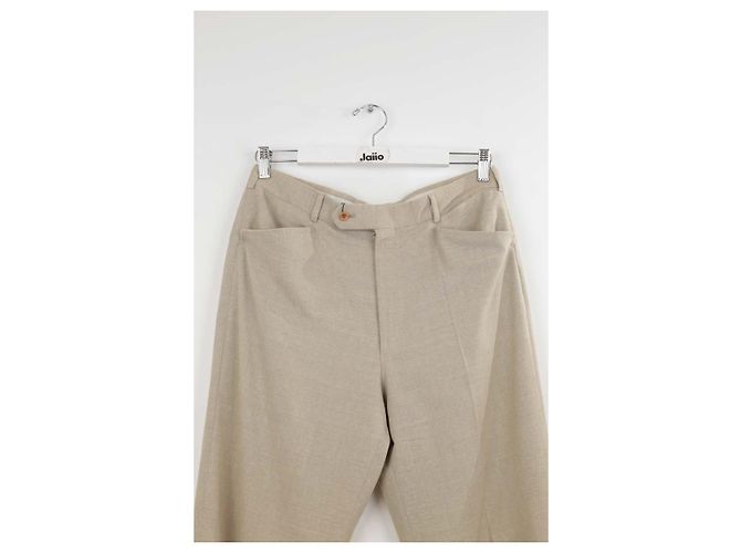 Hermès Pantalones anchos de lana Beige - vista 2
