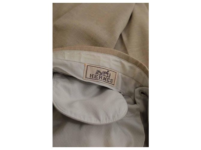 Hermès Pantalones anchos de lana Beige - vista 4