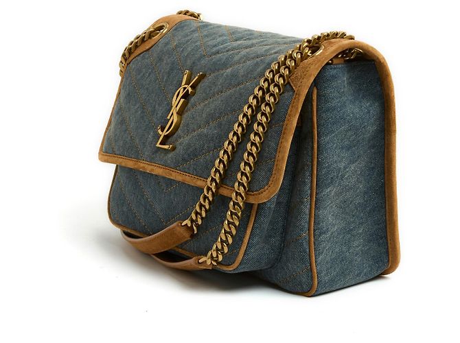 Bolsa Saint Laurent Sac Niki Reuse MM em Denim e Camurça, Nova - vista 4