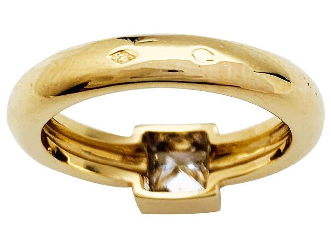 Solitario Fred Paris princesa diamante, oro amarillo. - vista 4