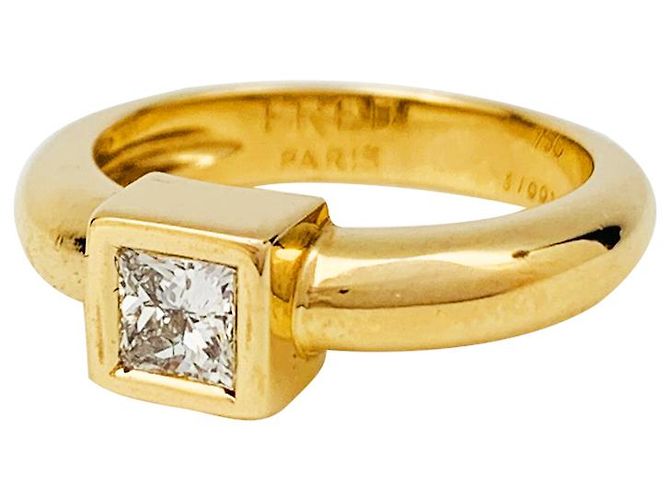 Solitario Fred Paris princesa diamante, oro amarillo. - vista 5