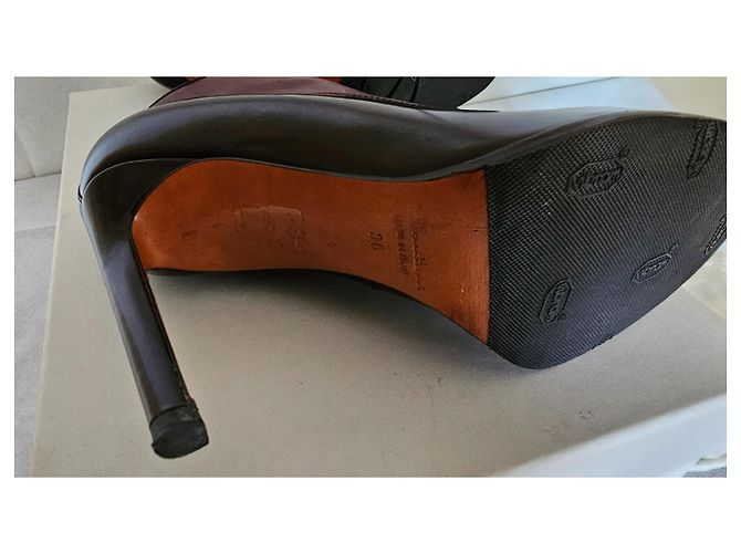 Décolleté Santoni Bicolore in Pelle Vernice 38 Marrone scuro - vista 12