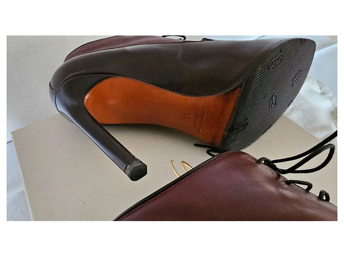 Décolleté Santoni Bicolore in Pelle Vernice 38 Marrone scuro - vista 13