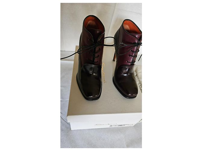 Décolleté Santoni Bicolore in Pelle Vernice 38 Marrone scuro - vista 16