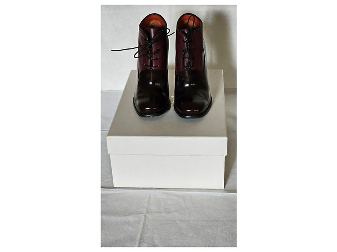 Décolleté Santoni Bicolore in Pelle Vernice 38 Marrone scuro - vista 17
