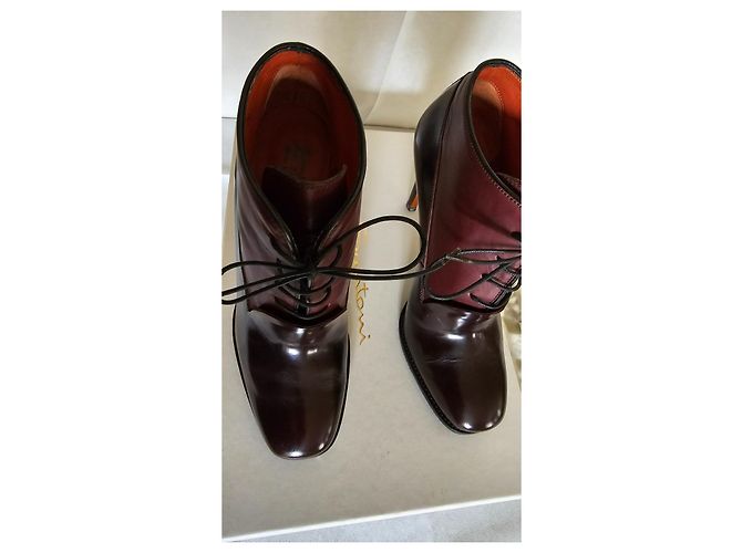 Décolleté Santoni Bicolore in Pelle Vernice 38 Marrone scuro - vista 2