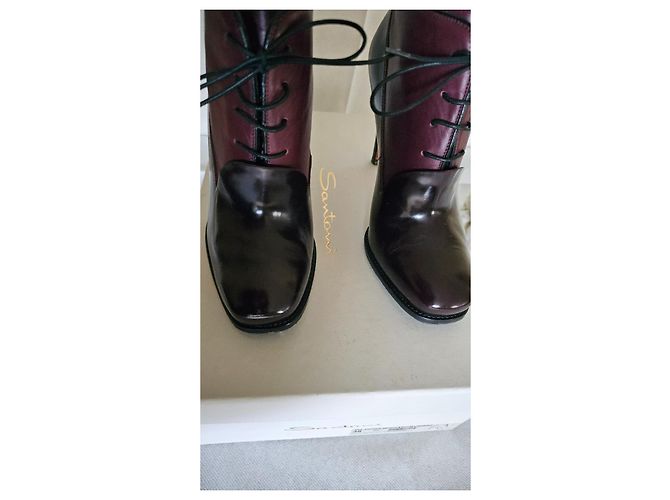 Décolleté Santoni Bicolore in Pelle Vernice 38 Marrone scuro - vista 3