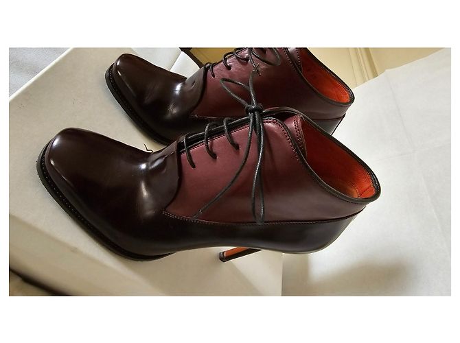 Décolleté Santoni Bicolore in Pelle Vernice 38 Marrone scuro - vista 5