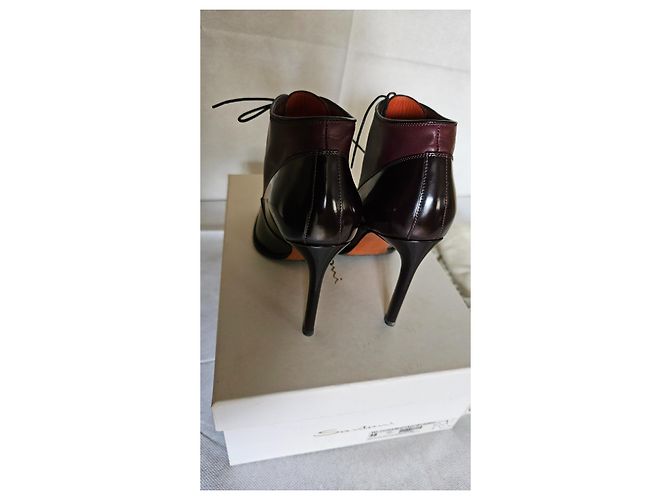 Décolleté Santoni Bicolore in Pelle Vernice 38 Marrone scuro - vista 8