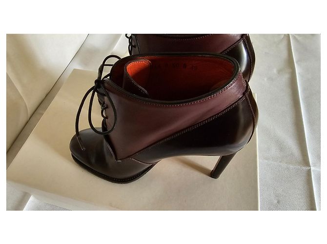 Décolleté Santoni Bicolore in Pelle Vernice 38 Marrone scuro - vista 9
