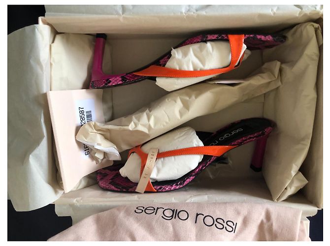 Sandali Sergio Rossi in pelle Mandarino Fuchsia Arancione - vista 5