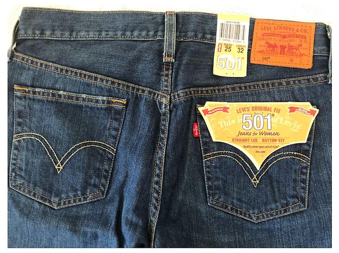 Jeans Levi's 501 Original Blu Scuro Cotone - vista 4