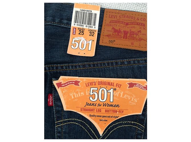 Jeans Levi's 501 Original Blu Scuro Cotone - vista 5