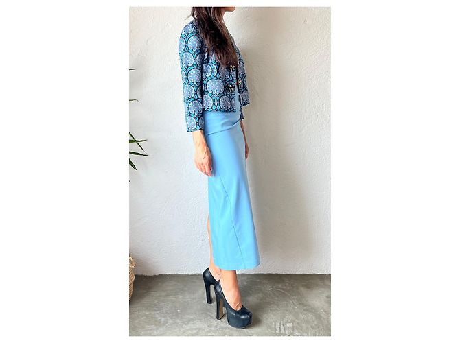 Giacca corta Marc Jacobs Resort 2010 in misto seta blu Multicolore - vista 10