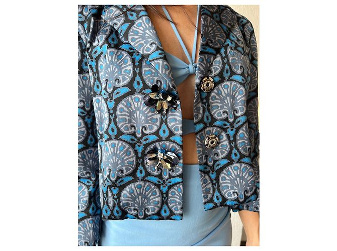 Giacca corta Marc Jacobs Resort 2010 in misto seta blu Multicolore - vista 12