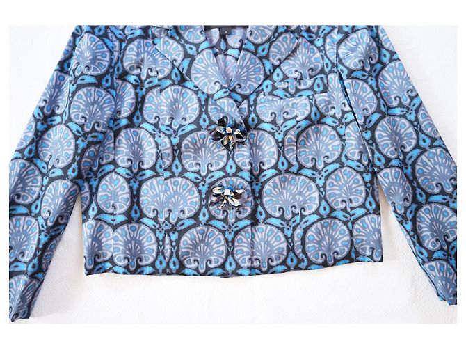 Giacca corta Marc Jacobs Resort 2010 in misto seta blu Multicolore - vista 8