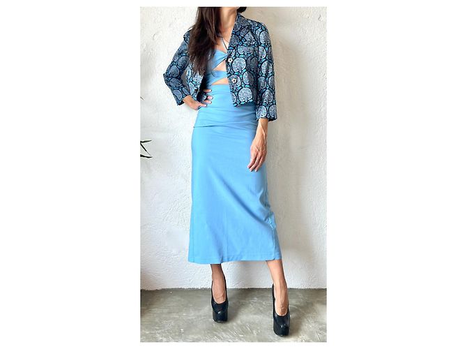 Giacca corta Marc Jacobs Resort 2010 in misto seta blu Multicolore - vista 9