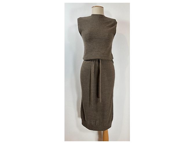 Lemaire Wendbares ärmelloses Strickkleid Moosgrün - Ansicht 9