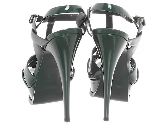 Sandali Saint Laurent Tribute Verdi in Pelle Lucida Verde - vista 4