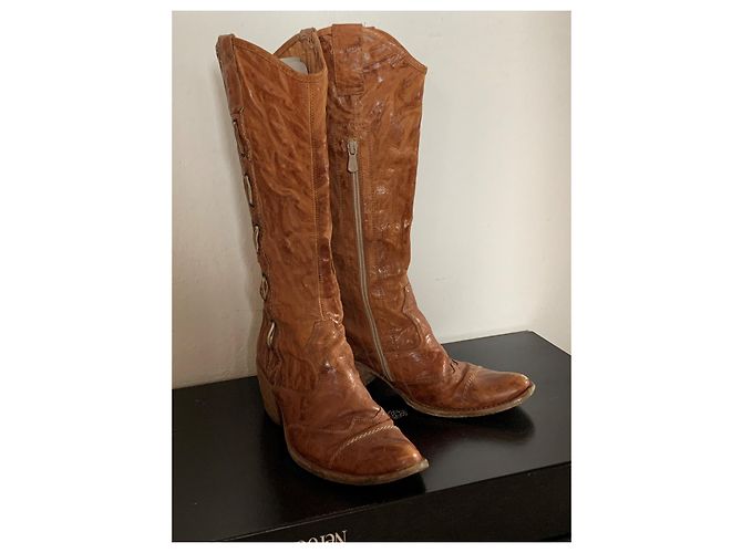 Autre Marque Nero Giardini Lederstiefel Camel Kamel - Ansicht 2
