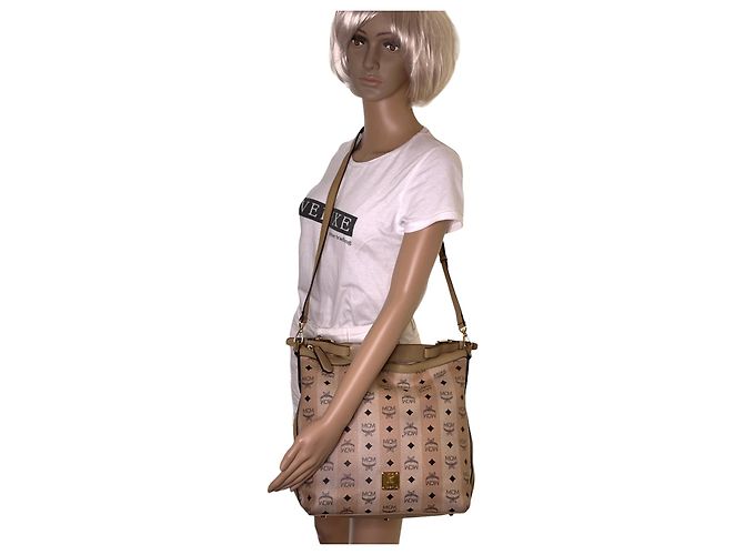 Borsa a tracolla MCM 2Way Bag avorio nude, borsa a tracolla, borsa a mano, borsa con logo. - vista 8