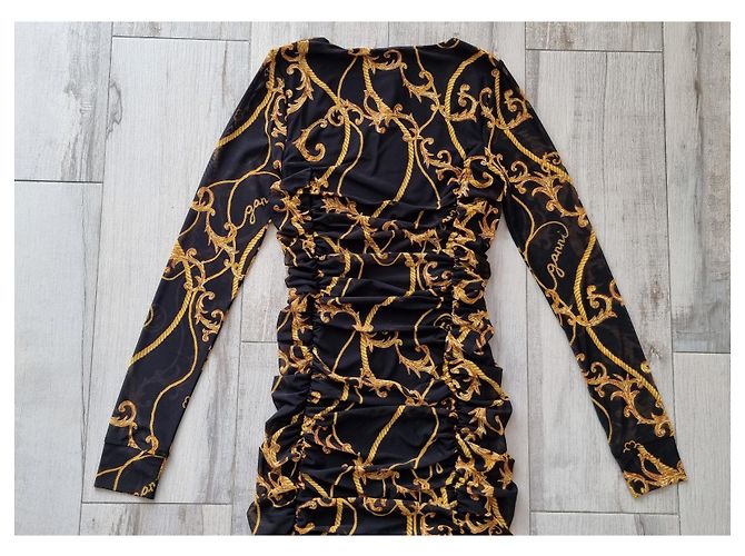 Vestido largo de malla estampada en negro de Ganni Naranja - vista 6