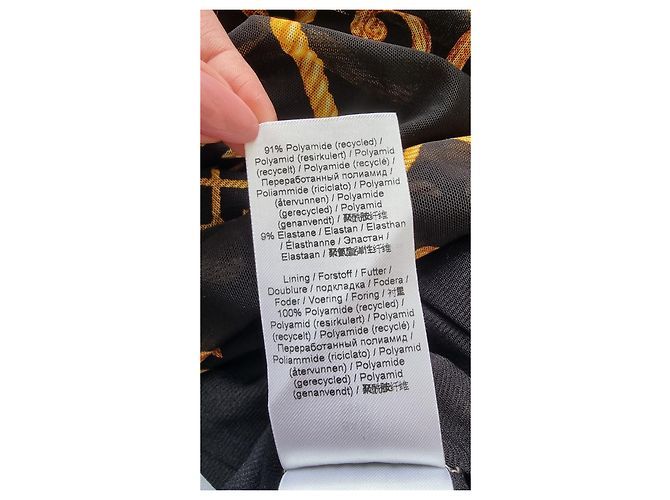 Vestido largo de malla estampada en negro de Ganni Naranja - vista 9