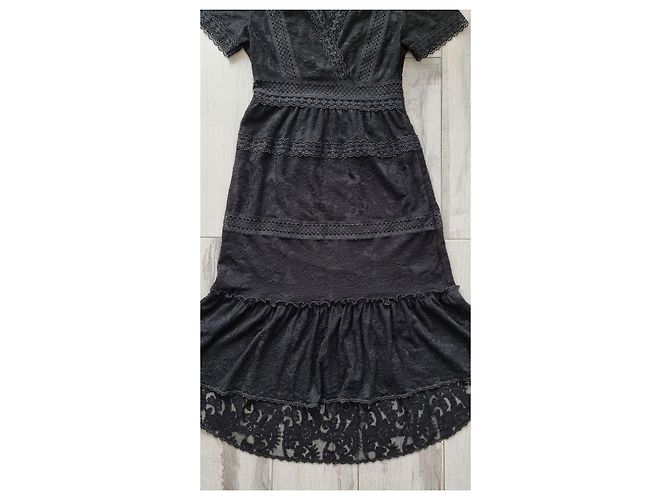 The Kooples Das Kooples schwarzes langes Spitzenkleid - Ansicht 15