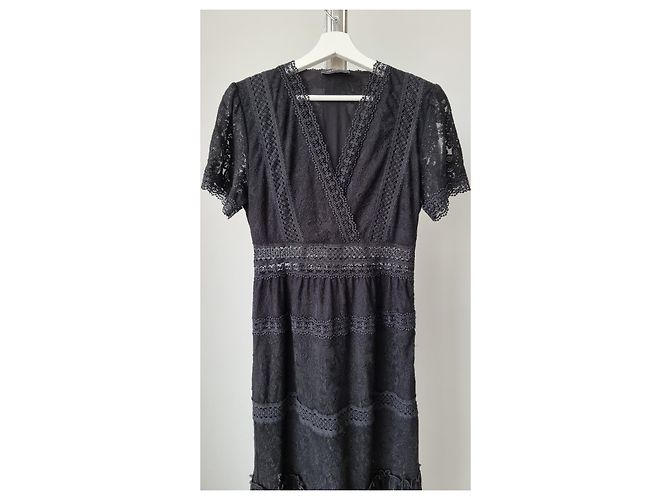 The Kooples Das Kooples schwarzes langes Spitzenkleid - Ansicht 2