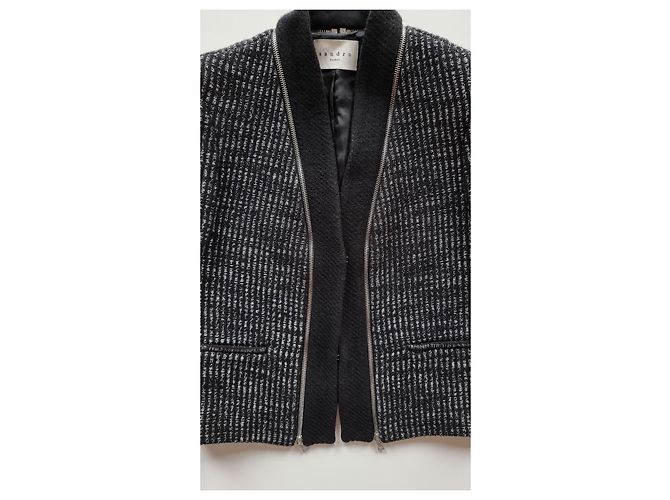 Sandro Schwarz/Silber Tweed-Jacke - Ansicht 12