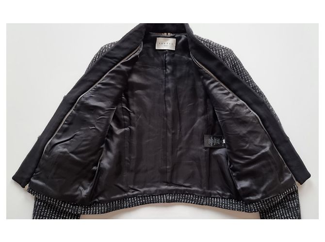Sandro Schwarz/Silber Tweed-Jacke - Ansicht 13