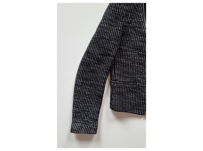 Sandro Schwarz/Silber Tweed-Jacke - Ansicht 14