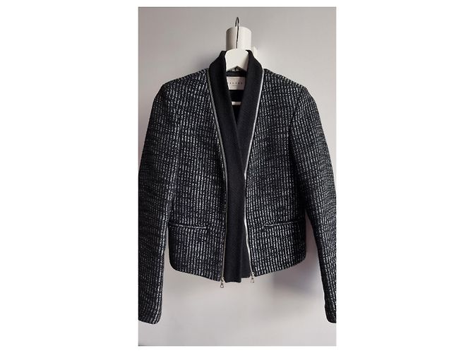 Sandro Schwarz/Silber Tweed-Jacke - Ansicht 2