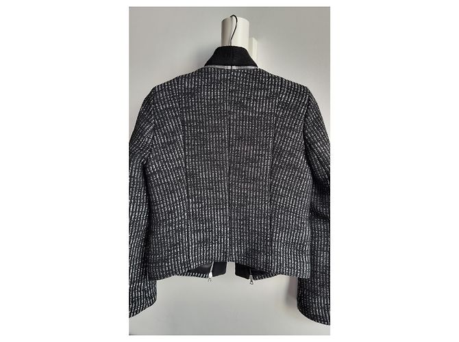 Sandro Schwarz/Silber Tweed-Jacke - Ansicht 4