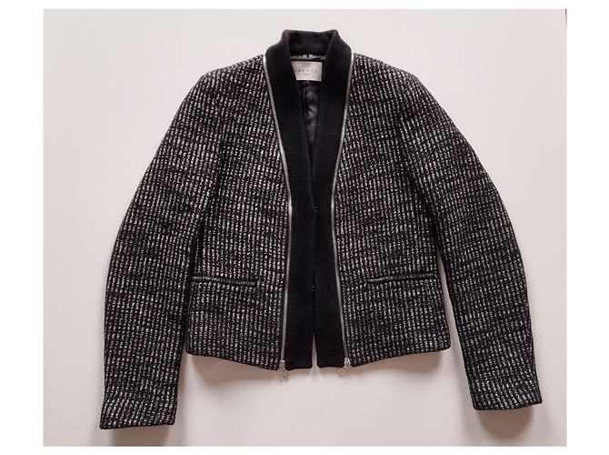 Sandro Schwarz/Silber Tweed-Jacke - Ansicht 5
