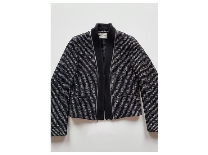 Sandro Schwarz/Silber Tweed-Jacke - Ansicht 6