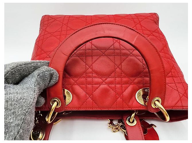 Borsa in pelle rossa Dior Lady Dior - vista 11