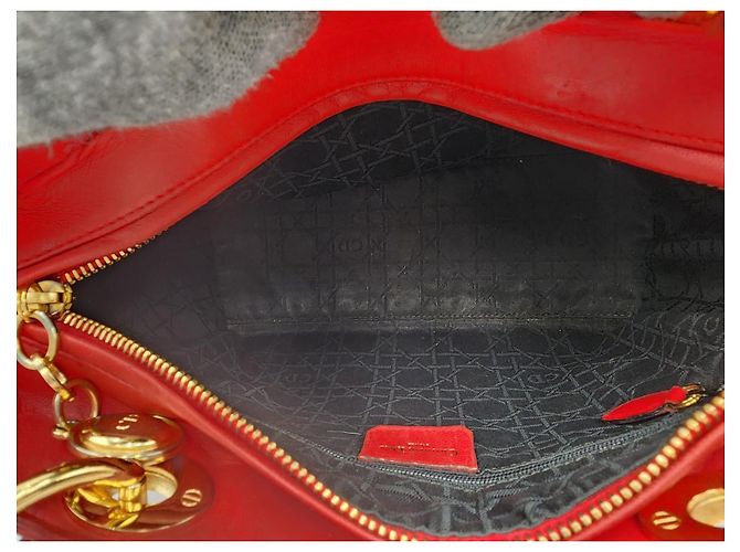 Borsa in pelle rossa Dior Lady Dior - vista 17