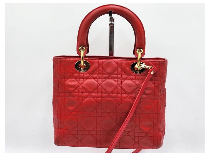 Borsa in pelle rossa Dior Lady Dior - vista 2